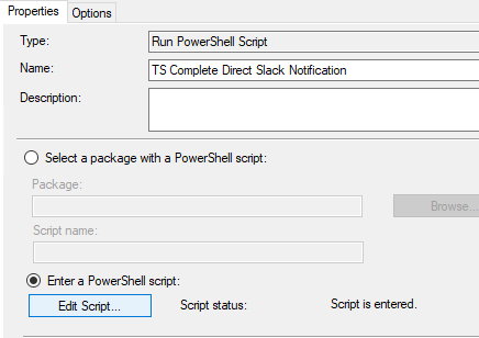 Screen snip of a Run PowerShell Script step